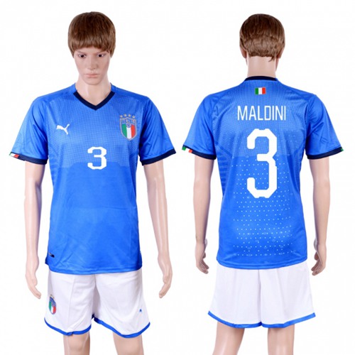Italy #3 Maldini Home Soccer Country Jersey
